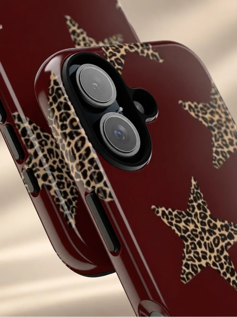 Leopard Star Burgundy Phone Case